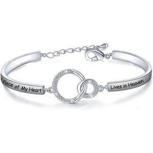 Delicate Memorial Bracelet - A Piece of My Heart Lives in Heaven Tribute Jewelry